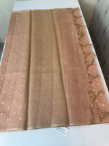 Tissue Silk embriodery saree MS49888 - PeachPink