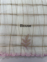 Check Mul chanderi saree with applique work MSH164 - White to Lavender