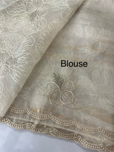 Premium Crush Organza saree with thread work- MCW863 Ivory