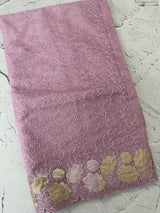 Soft Organza saree with thread work and tissue applique borders - MCW605 Lavender