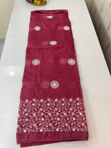 Kota checks saree with embroidery SVTS31 DarkPink