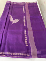 Blended Banarasi silk organza saree with zari weaving MSSA499 Purple