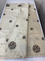 Blended soft tussar silk saree MS90543- Cream