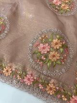 Tissue mix crush Organza saree with embroidery work MS6788 - OnionPink