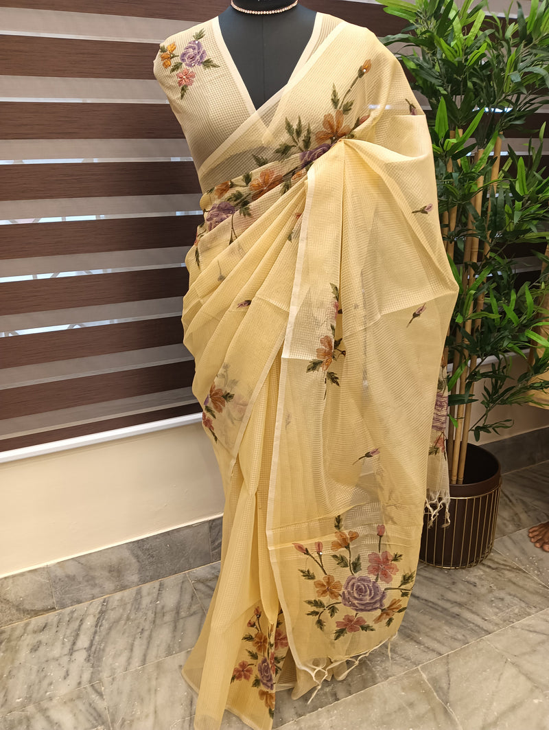 Designer tissue silk saree MTSS4882 CreamyYellow