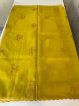 Organza saree with embroidery - MSH375 Yellow