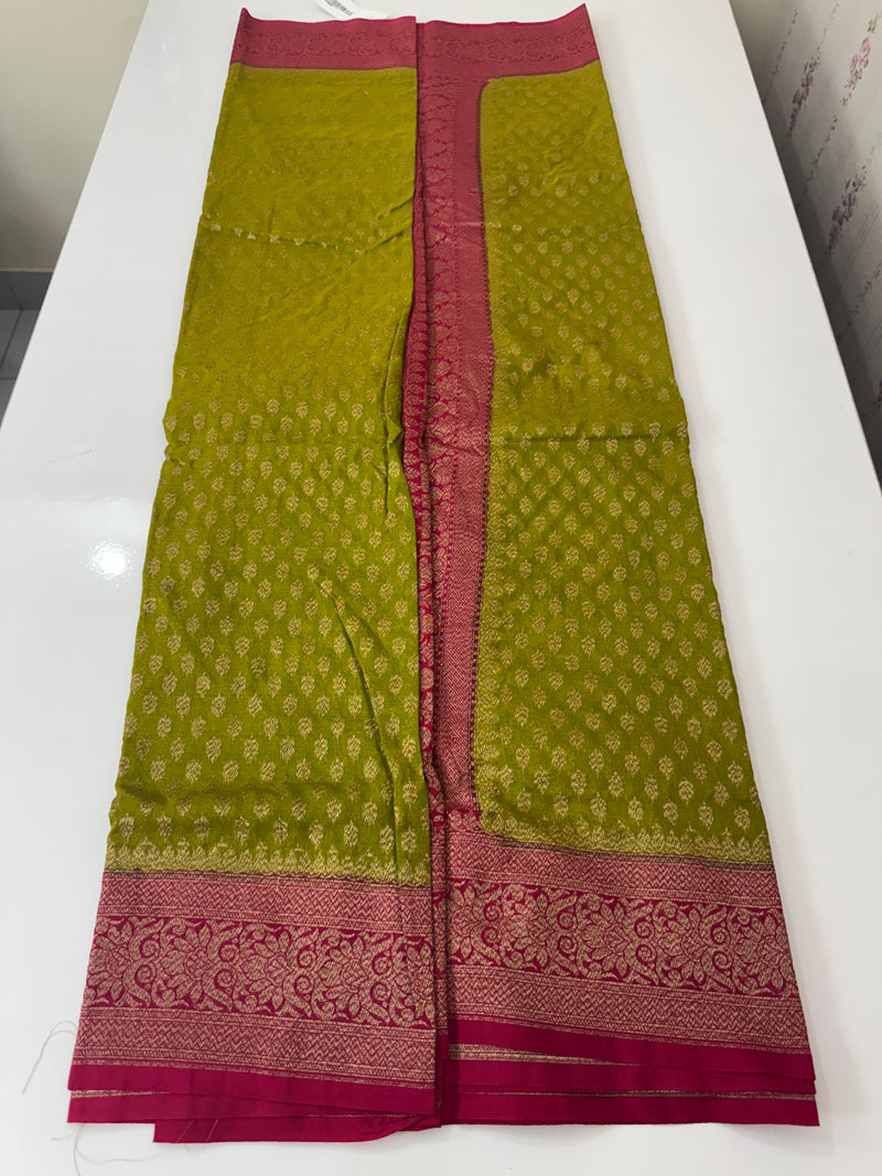 Banarasi viscose Georgette saree MKGS611- ParrotGreen to Pink