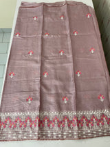 Soft kota checks saree with embroidery - MS7645 PastelMauve