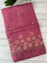 Soft kota checks saree with embroidery - SVPSNM Pink