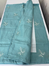Kota  checks saree with embroidery - MS7679 LightBlue