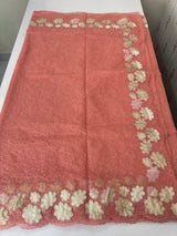Soft Organza saree with thread work and tissue applique borders - MCW605