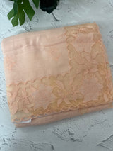 Soft Pashmina saree with organza Applique borders MSH251- PastelPeach