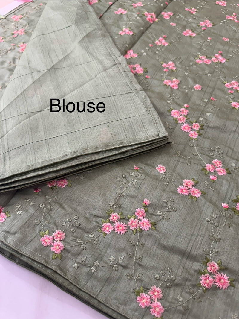 Blended crepe tussar saree with embriodery SSPNMNR