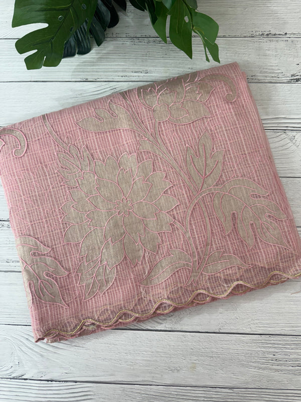 NetKota saree with tissue applique work MS15145 - PastelPink