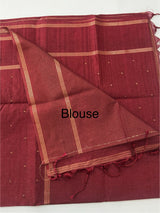 Tussar mix soft silk saree with Retta pettu borders - MST988 Maroon