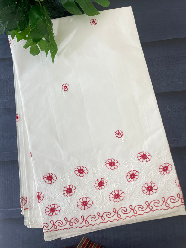 Cotton saree with embroidery SSURIRY