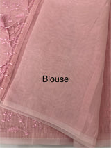 Moonga checks saree with embroidery MSH219 Pink