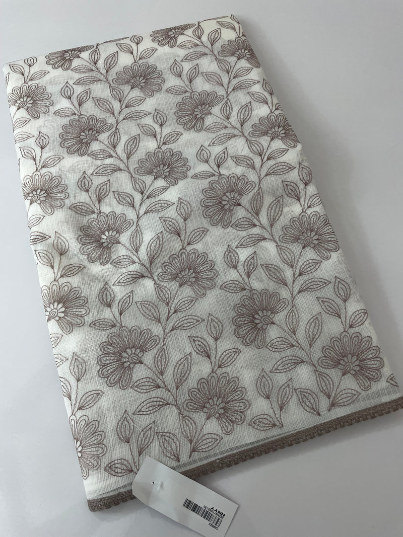 Kota cotton embriodery saree MS1490- White & DuskyMauve
