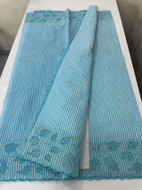 Striped Mul chanderi saree with net applique borders MSH987