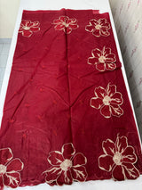 Organza saree with embroidery borders MOS4765 Maroon