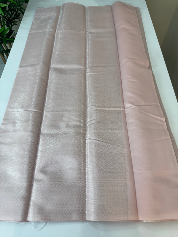 Brocade pastel Semi silk saree in silver zari weaving SMNSNY9 PastelPink