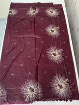Organza saree with embroidery borders MOS4765 Wine
