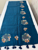 Crushed Blended tussar silk saree with embroidery- SNFCYEY