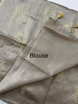 Tussar finish soft silk saree with thread embroidery MTS568 Taupe