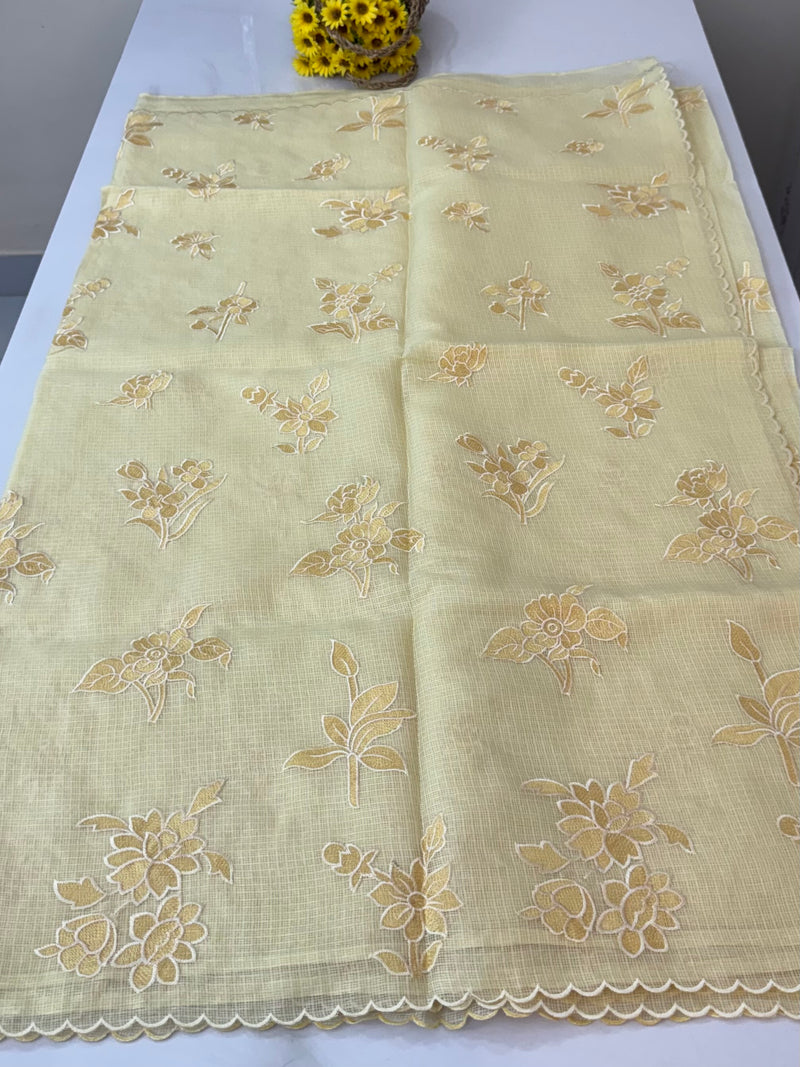 Soft kota silk saree with embroidery and scalloped border MS15232