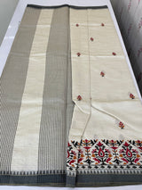 Blended tussar silk saree with embroidery- MSH490