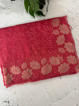 Semi Soft Organza saree with thread work and applique borders - MCW666 PeachRed