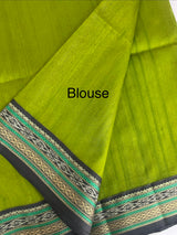 Jute tussar silk saree with contrast borders MJL655