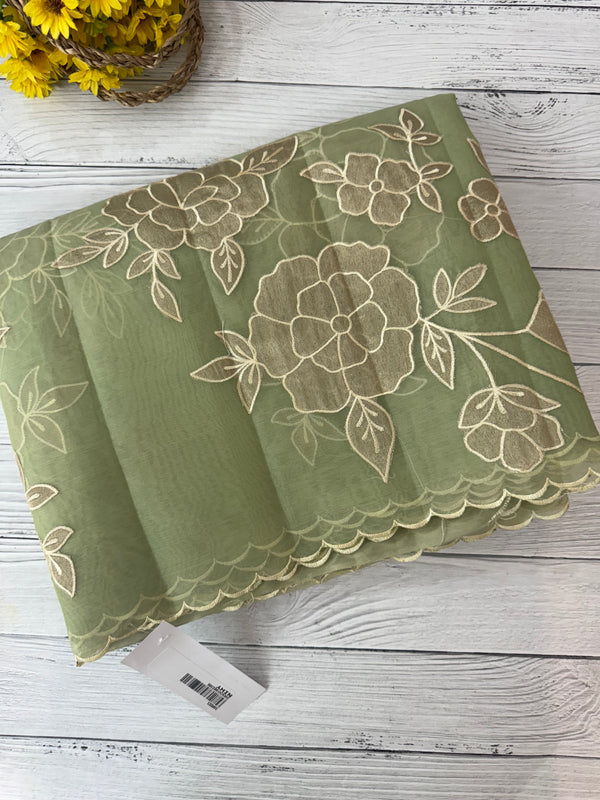 Organza saree with applique work MS5081
