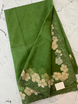 Soft organza saree with turkish applique borders- MCW735
