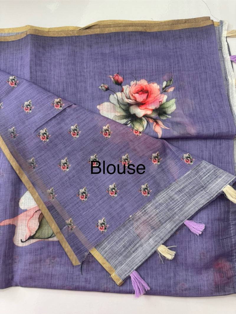 Digital printed semi Linen Saree MLS615- 8