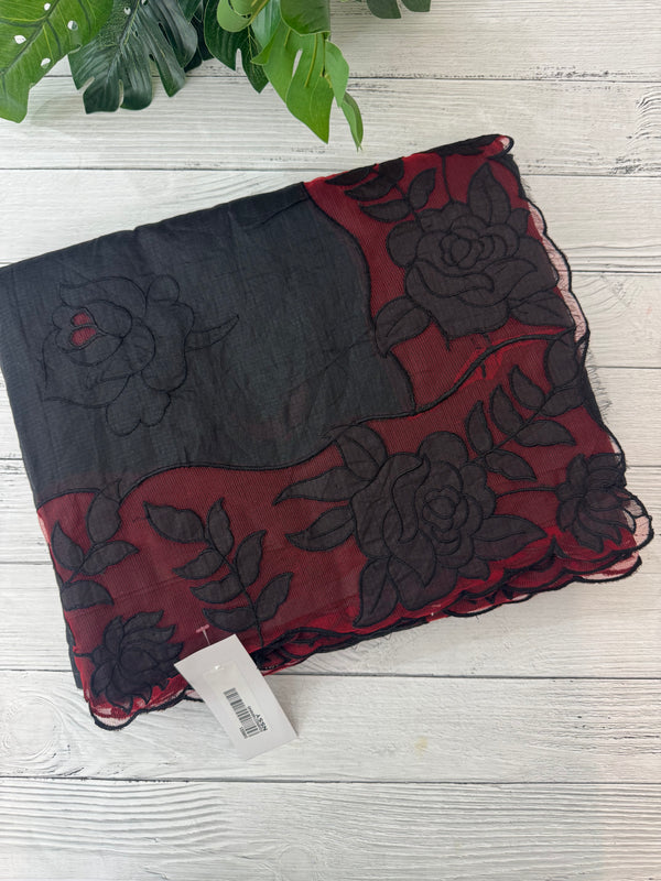 Kota saree with applique work MS6677 -Black to Red