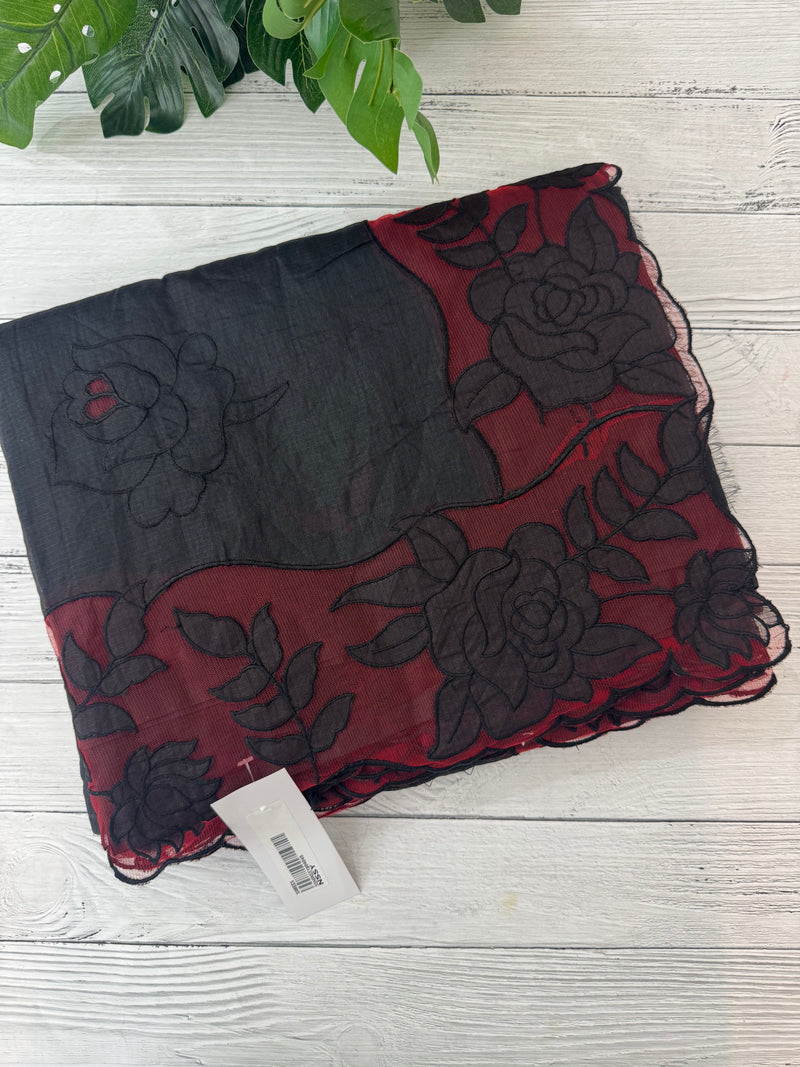 Kota saree with applique work MS6677 -Black to Red