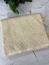 Moonga checks saree with embroidery MSH219 Ivory