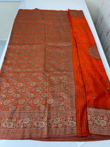 Semi banarasi Crepe Chiffon saree - MS1499 ORANGE