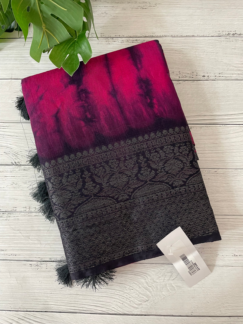 Tie & Dye semi silk sarees  MSS9876
