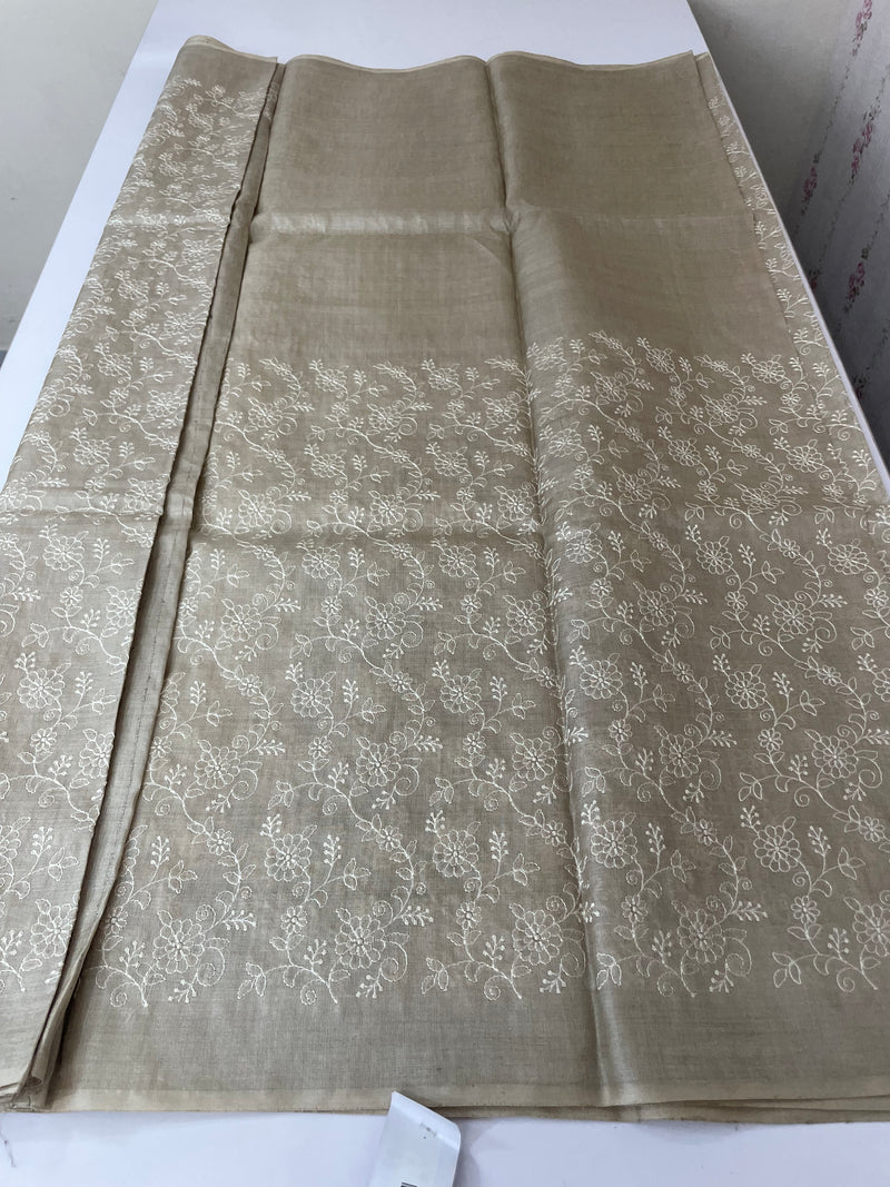 Pure desi tussar silk saree with embroidery(2) - MTSS659(1) Chiku