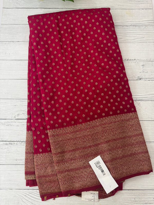 Semi banarasi Khaddi Georgette saree - MS1476 RaniPink