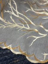Mul chanderi embriodery saree with scalloped borders MCBS654