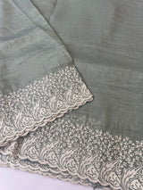 Crush Organza embroidery saree MS9739- Dusky Green