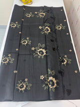 Blended matka tussar silk saree with embroidery - MS90654 Black