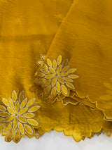 Crush Organza saree MSK5463- DeepMustard