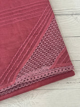 Supernet saree with crochet work and lace border MCJ5433 - PeachyPink (Design - Diagonal Crochet)