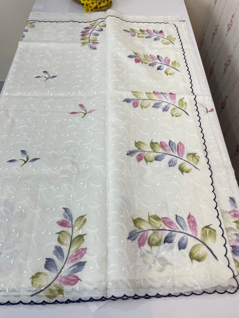 NetkKota saree with handpainting and embroidery MS7833
