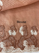 Silky kota saree with embriodery borders MS16372 Rust