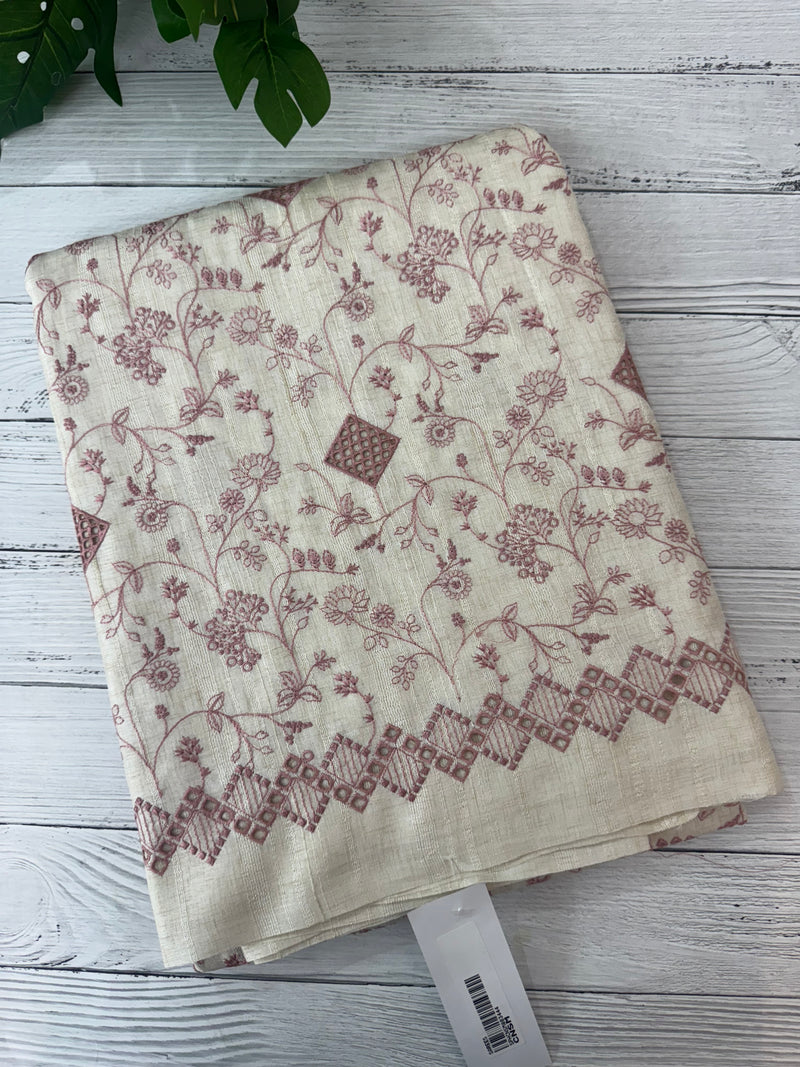 Jute tussar silk saree with cutwork & embroidery MS40414